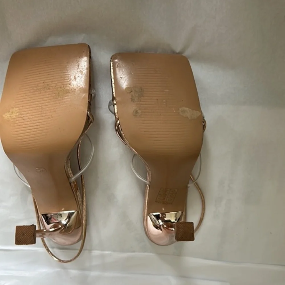 She&In Heels square rose gold with animal print size 7